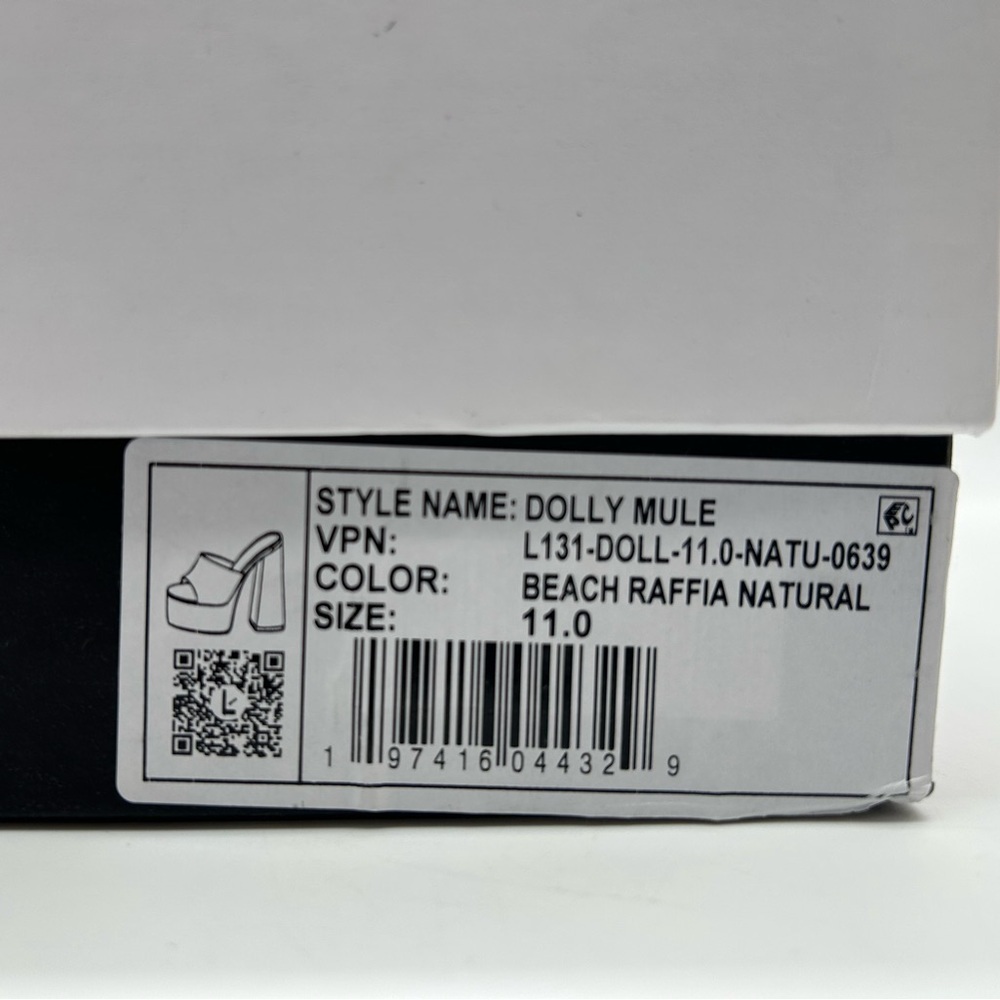 Larroudé Dolly Mule Raffia Platform Block Heels Beach Size 11New With Box - Picture 12 of 13